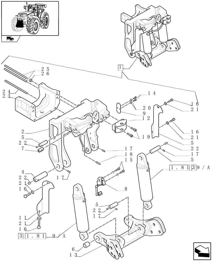 Схема запчастей Case IH PUMA 165 - (1.81.9[01]) - (VAR.088) FRONT HPL FOR REAR REMOTES LESS PTO, LESS AUX. COUPLERS - LIFTER - C6726 (07) - HYDRAULIC SYSTEM
