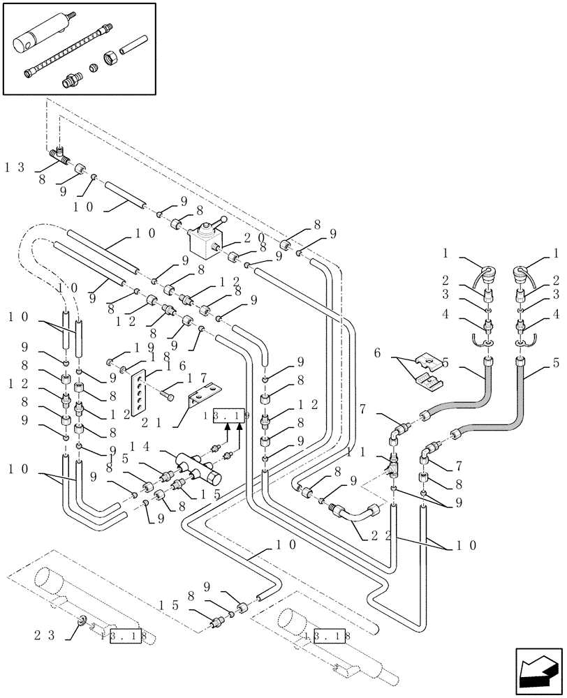 Схема запчастей Case IH LBX331R - (07.07[01]) - HYDRAULICS KNIVES CROPCUTTER (07) - HYDRAULIC SYSTEM