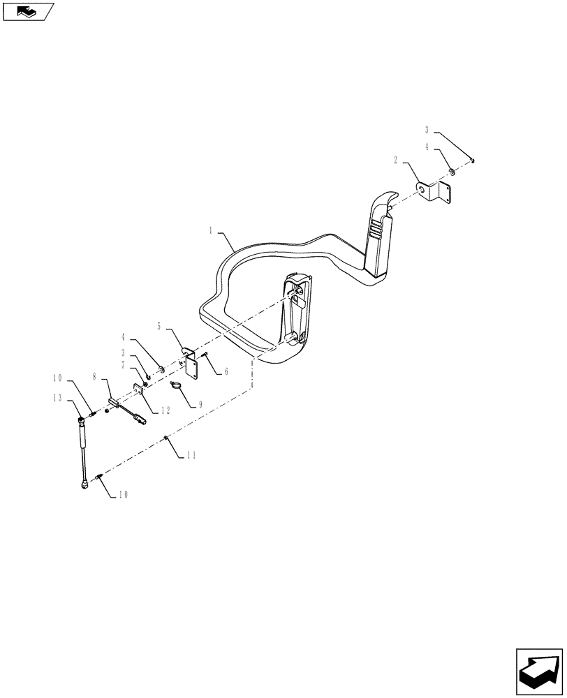 Схема запчастей Case IH SR220 - (90.151.AD[03]) - LAP BAR (ALL CASE) (90) - PLATFORM, CAB, BODYWORK AND DECALS