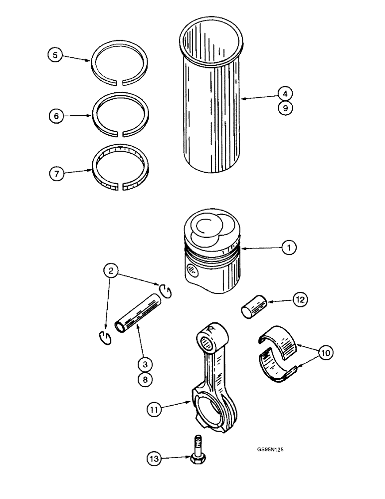 Схема запчастей Case IH DT-407 - (7-10) - CONNECTING RODS, PISTONS AND SLEEVE SETS 