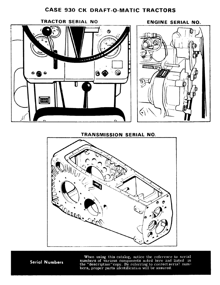 Схема запчастей Case IH 930-SERIES - (002) - TRACTOR SERIAL NUMBER, ENGINE SERIAL NUMBER, TRANSMISSION SERIAL NUMBER (00) - PICTORIAL INDEX