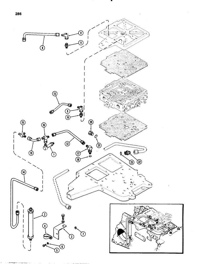 Схема запчастей Case IH 1070 - (0286) - TRANSMISSION SHUTTLE CONTROL, POWER SHIFT, USED TRACTOR SERIAL NUMBERS 8702757 TO 8752656 (06) - POWER TRAIN
