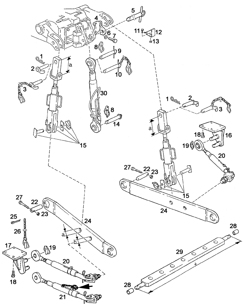 Схема запчастей Case IH C55 - (08-32[01]) - POWER LIFT LINKAGE (08) - HYDRAULICS