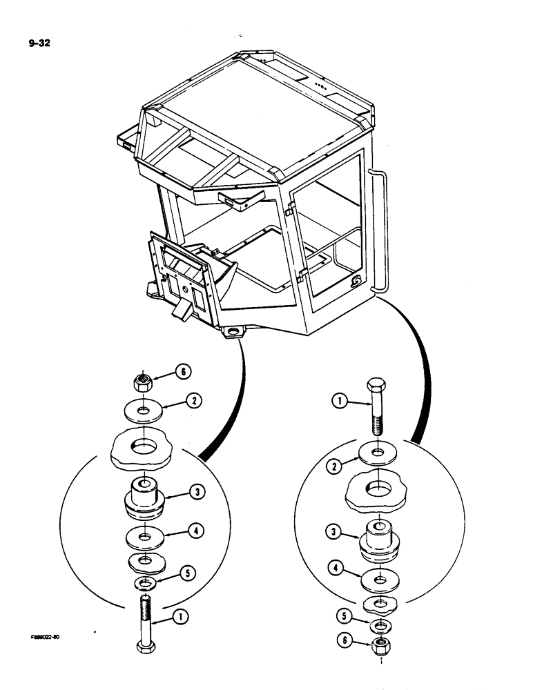 Схема запчастей Case IH 9170 - (9-032) - MOUNTS, CAB AND ROPS (09) - CHASSIS/ATTACHMENTS
