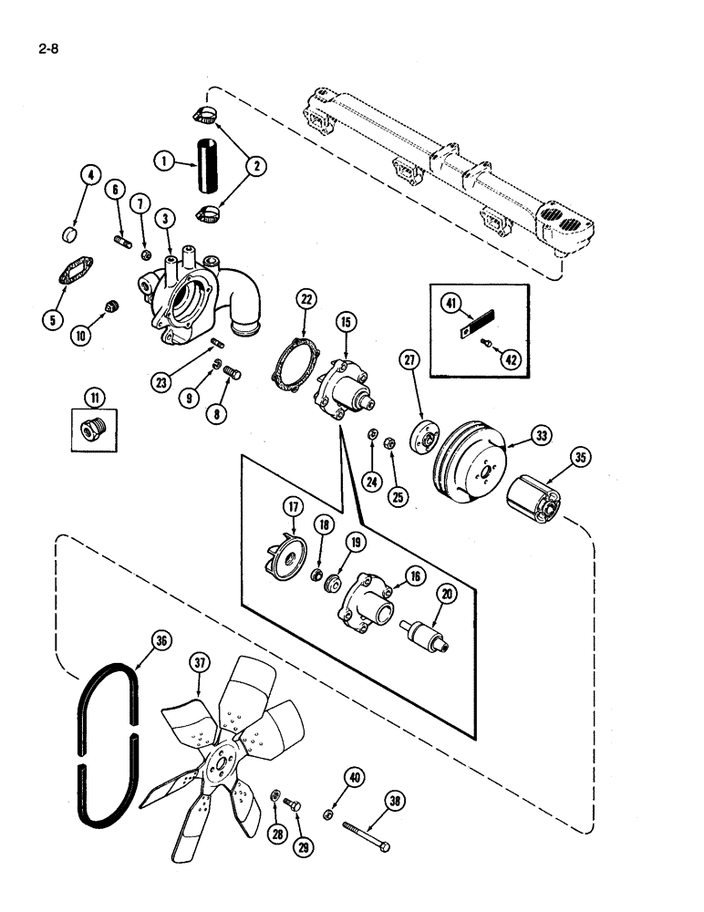 Схема запчастей Case IH 3394 - (2-08) - WATER PUMP, 504BDT DIESEL ENGINE (02) - ENGINE
