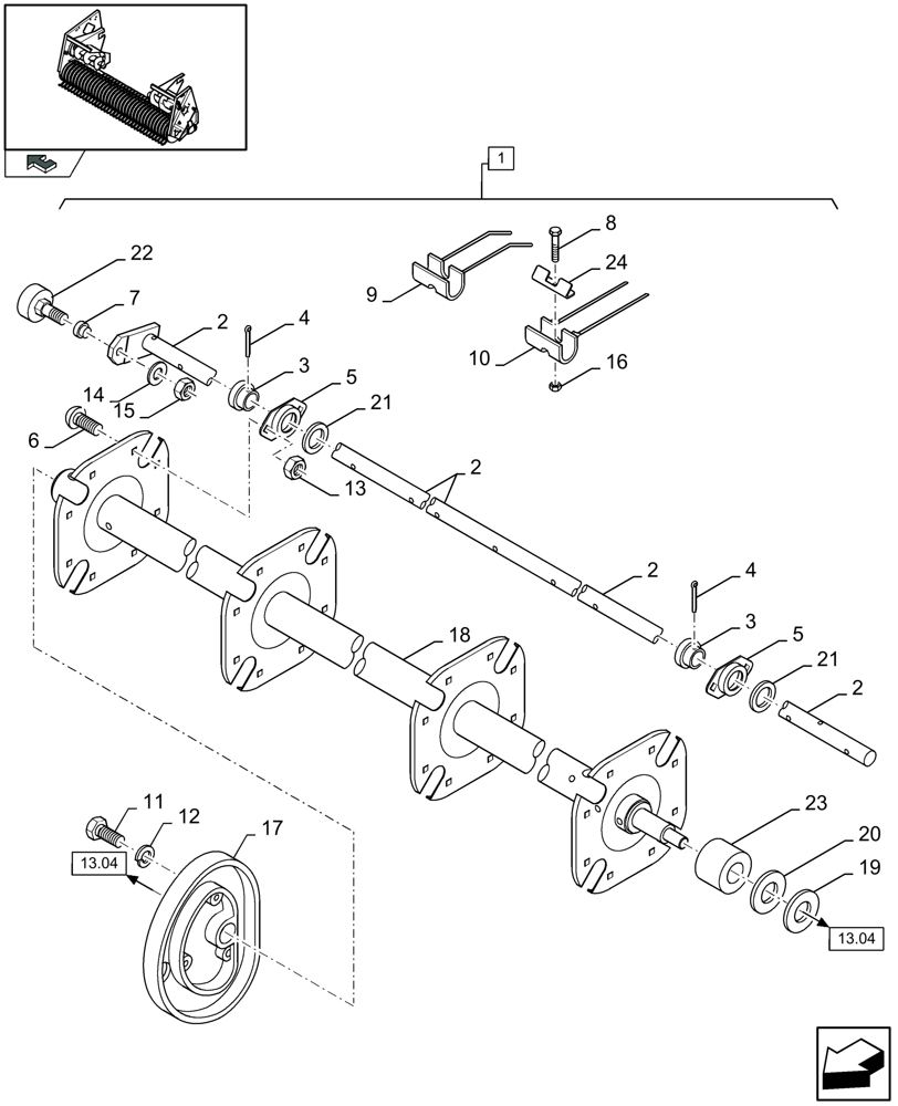 Схема запчастей Case IH LBX332R - (13.08[01]) - PICK-UP, REEL (13) - FEEDER