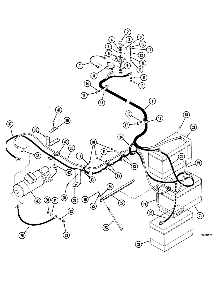 Схема запчастей Case IH 9150 - (4-34) - BATTERIES AND CABLES, 3306 ENGINE (04) - ELECTRICAL SYSTEMS