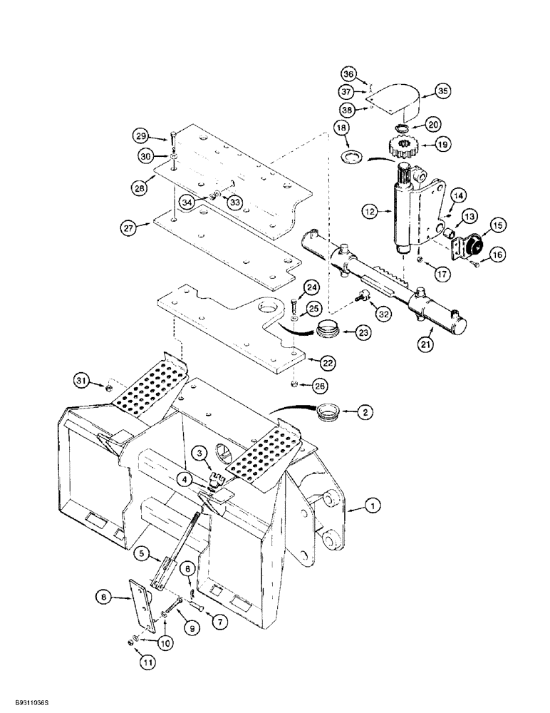 Схема запчастей Case IH 1838 - (9-40) - BACKHOE FRAME AND SWING TOWER, D100 OR D100XR BACKHOE (09) - CHASSIS/ATTACHMENTS