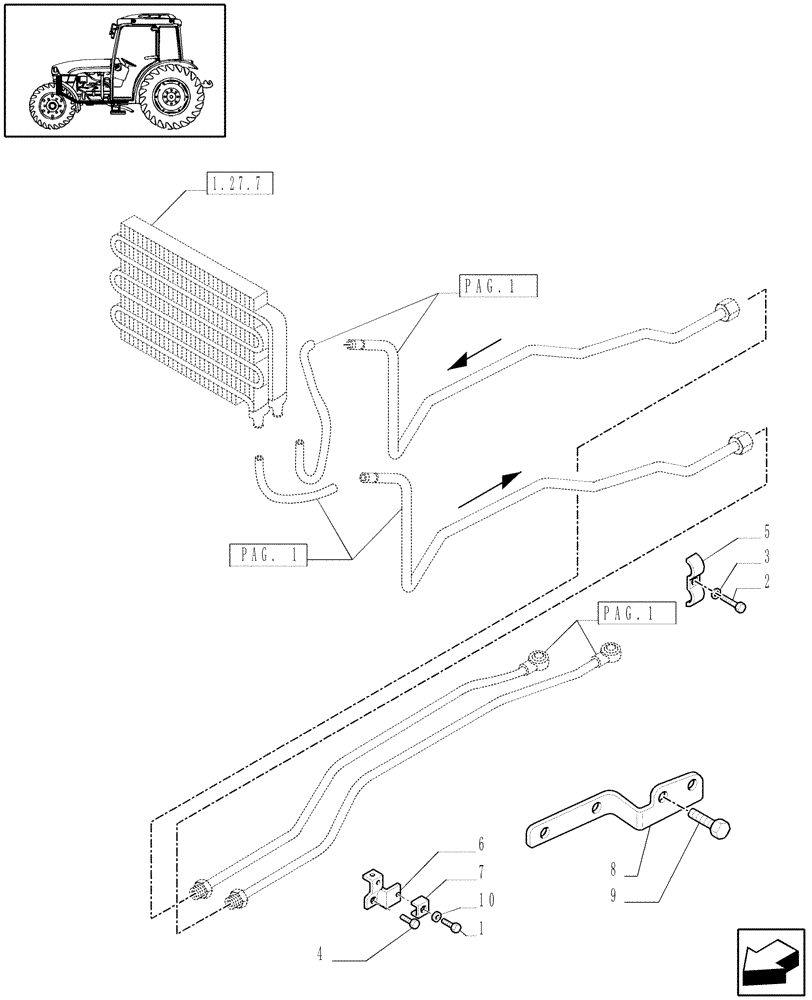 Схема запчастей Case IH JX1075C - (1.27.7/07[02]) - (VAR.535) HYDRAULIC VALVE FOR COMBO COOLER FOR MECH. SHUTTLE AND CAB WITH A/C - BRACKETS (03) - TRANSMISSION