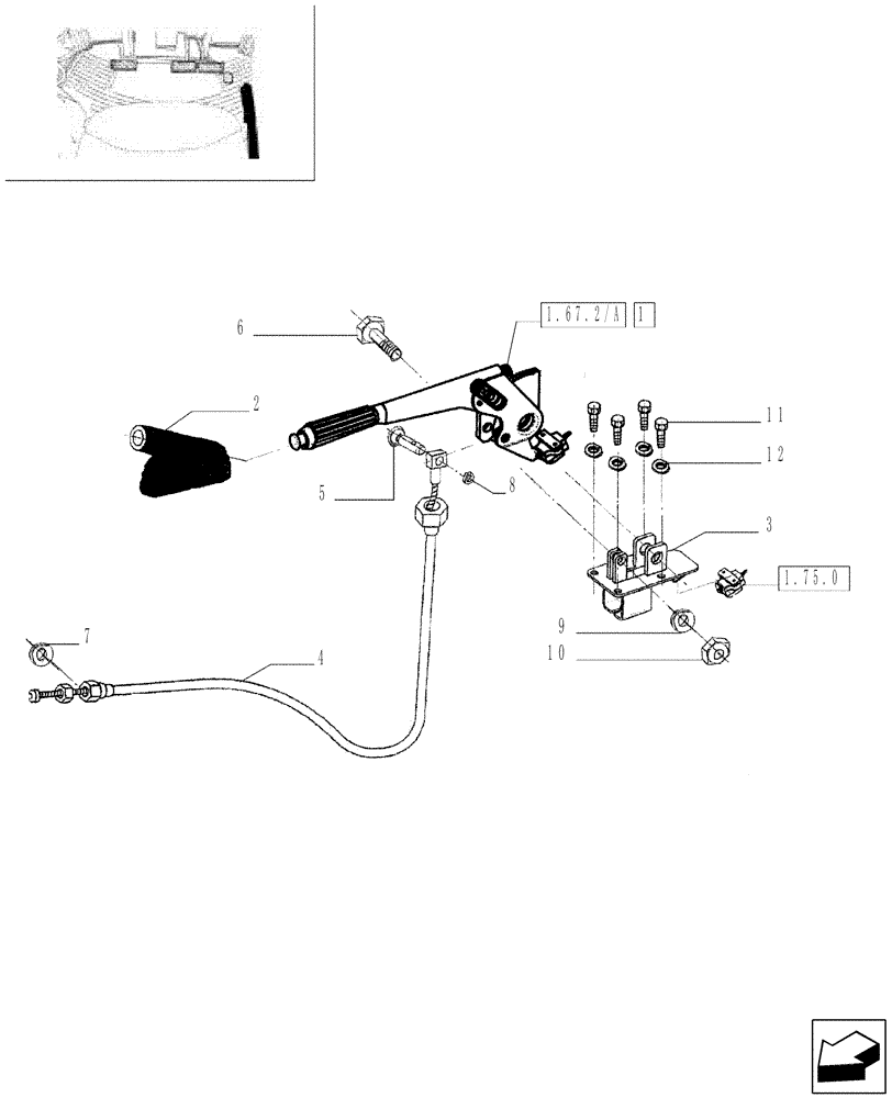 Схема запчастей Case IH JX75 - (1.92.0[09]) - CAB - HANDBRAKE CONTROL, CASING AND CABLE (10) - OPERATORS PLATFORM/CAB