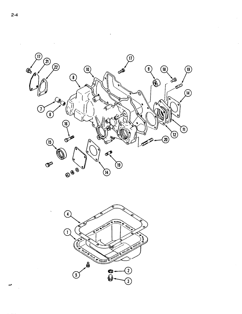 Схема запчастей Case IH 1120 - (2-04) - OIL PAN AND FRONT GEAR COVER (02) - ENGINE