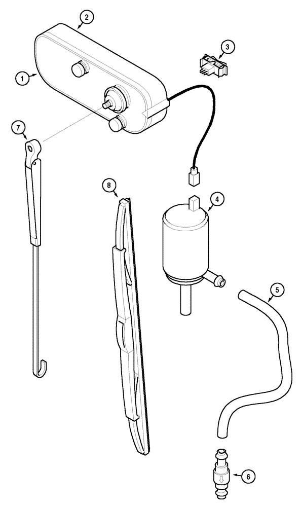 Схема запчастей Case IH CX70 - (04-43) - WINDSCREEN WIPER - REAR (04) - ELECTRICAL SYSTEMS