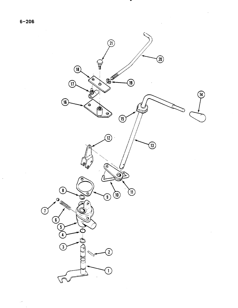 Схема запчастей Case IH 485 - (6-206) - FORWARD AND REVERSE CONTROLS, LEVER AND CONNECTIONS (06) - POWER TRAIN
