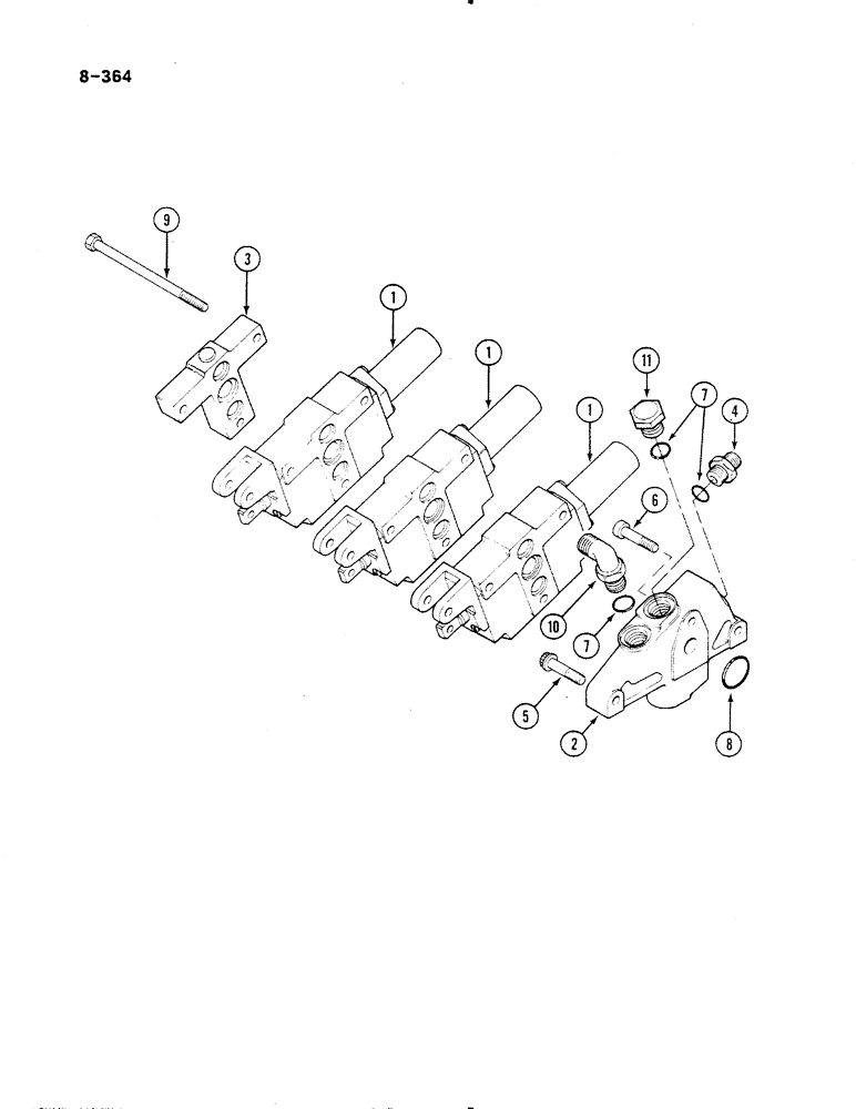 Схема запчастей Case IH 485 - (8-364) - AUXILIARY VALVES, BOSCH, P.I.N. 18001 AND AFTER (08) - HYDRAULICS