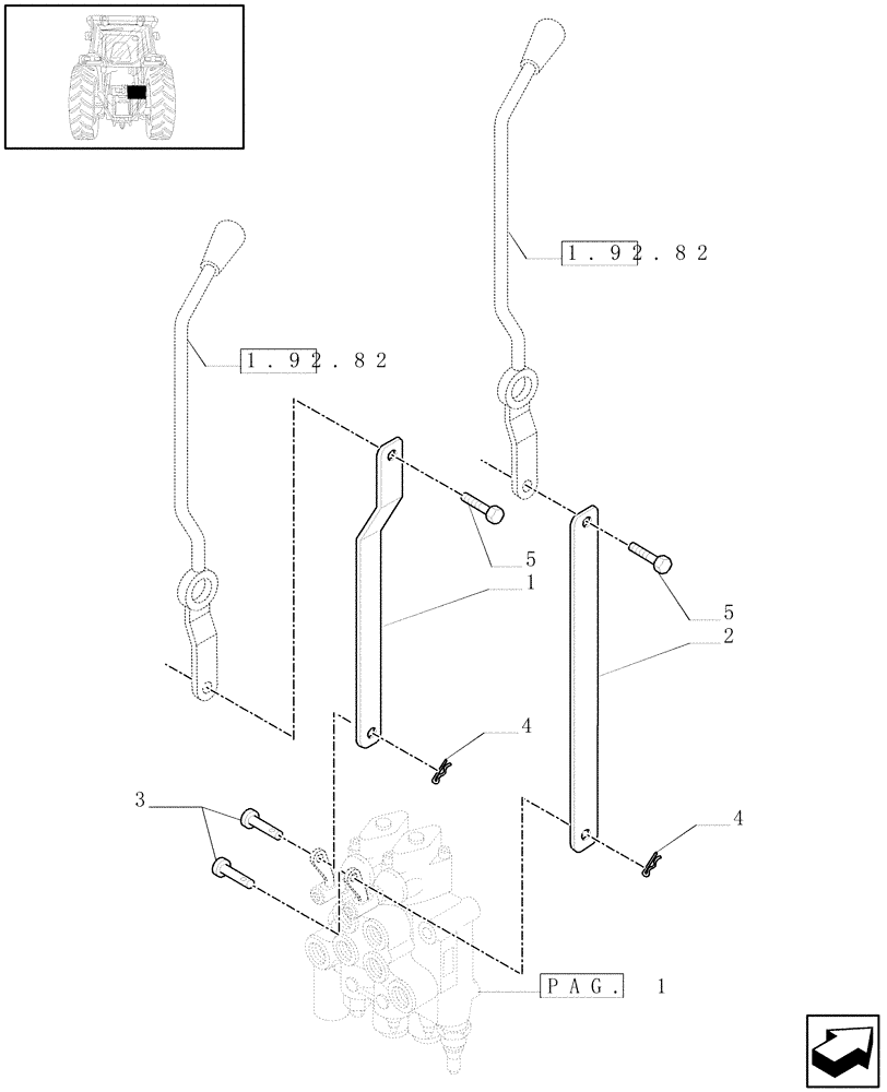 Схема запчастей Case IH JX95 - (1.82.7/01[02]) - (VAR.368-413/1-417) 2 CONTROL VALVES - ROD (07) - HYDRAULIC SYSTEM
