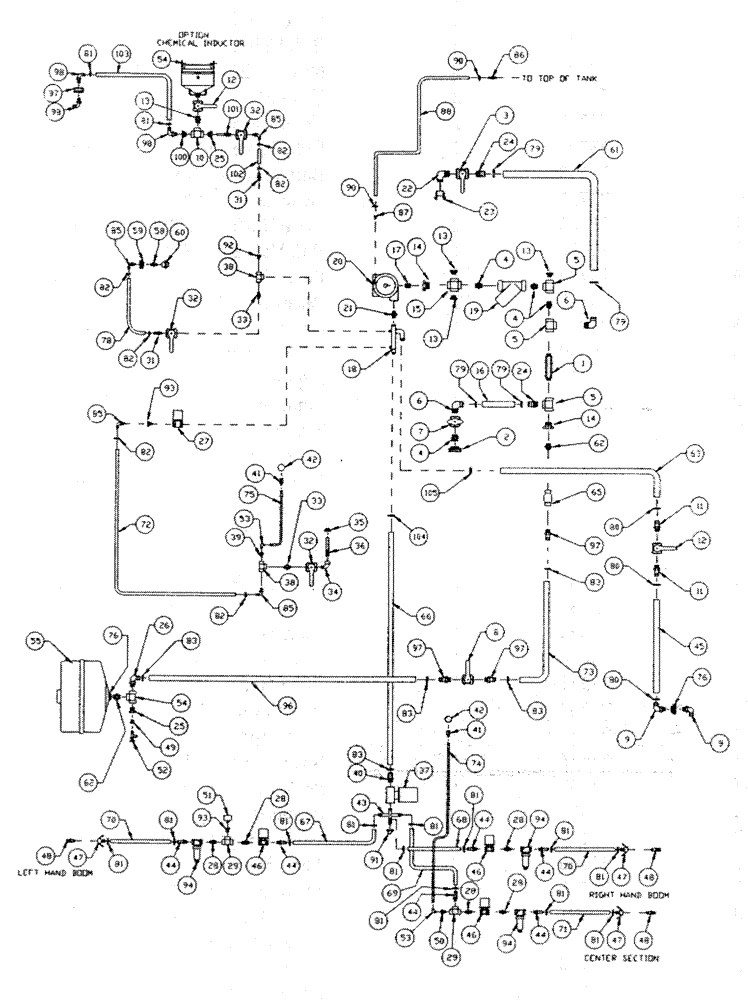 Схема запчастей Case IH TYLER - (08-006) - LIQUID PLUMBING (750 GAL. SPHERICAL TANK) TYLER SPRAYER WITH DICKEY-JOHN CONTROLLER Liquid Plumbing