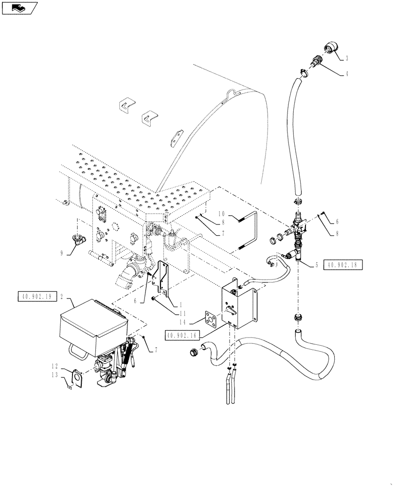Схема запчастей Case IH 4430 - (40.902.15) - CHEMICAL INDUCTOR GROUP (40 ) - PLUMBING