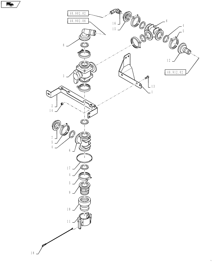Схема запчастей Case IH 4430 - (40.912.01) - RINSE FILL, 2" PLUMBING (40 ) - PLUMBING