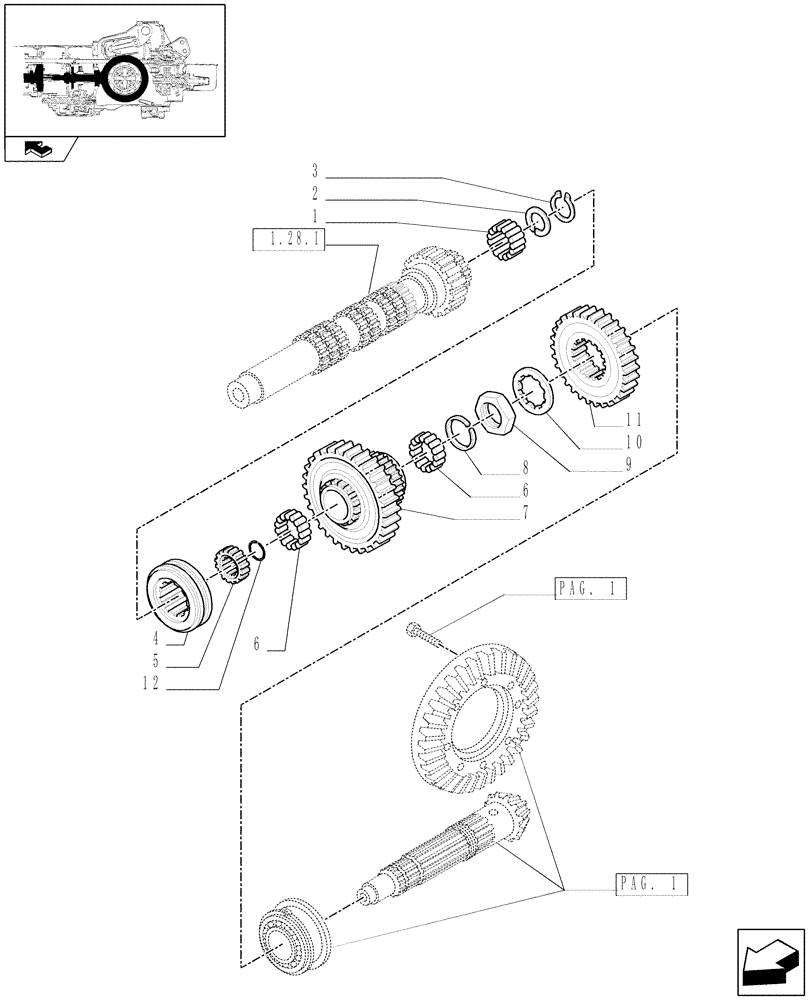 Схема запчастей Case IH FARMALL 95C - (1.32.1[02]) - CENTRAL REDUCTION GEARS (03) - TRANSMISSION