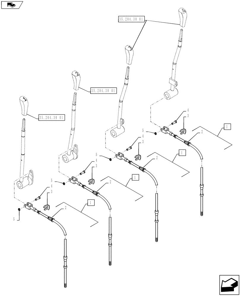Схема запчастей Case IH PUMA 160 - (35.204.30[02]) - CABLE - 4-LEVER REAR CONTROL (35) - HYDRAULIC SYSTEMS