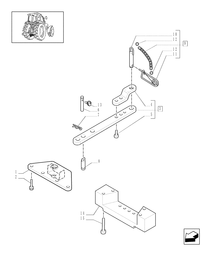 Схема запчастей Case IH MXU135 - (1.89.0/03) - (VAR.913) DRAWBAR FOR SLIDING SUPPORT - (ITALY) (09) - IMPLEMENT LIFT