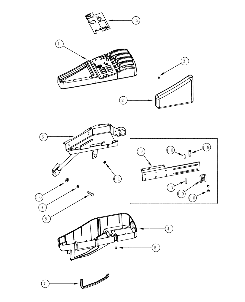 Схема запчастей Case IH MX200 - (09-35) - CONSOLE, RIGHT HAND, STANDARD CAB (09) - CHASSIS/ATTACHMENTS
