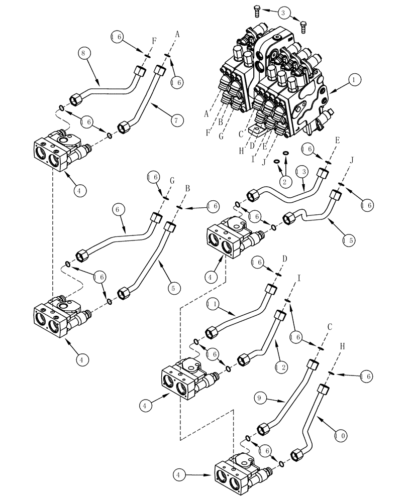 Схема запчастей Case IH MX180 - (08-12) - HYDRAULIC SYSTEM REMOTE COUPLERS (08) - HYDRAULICS
