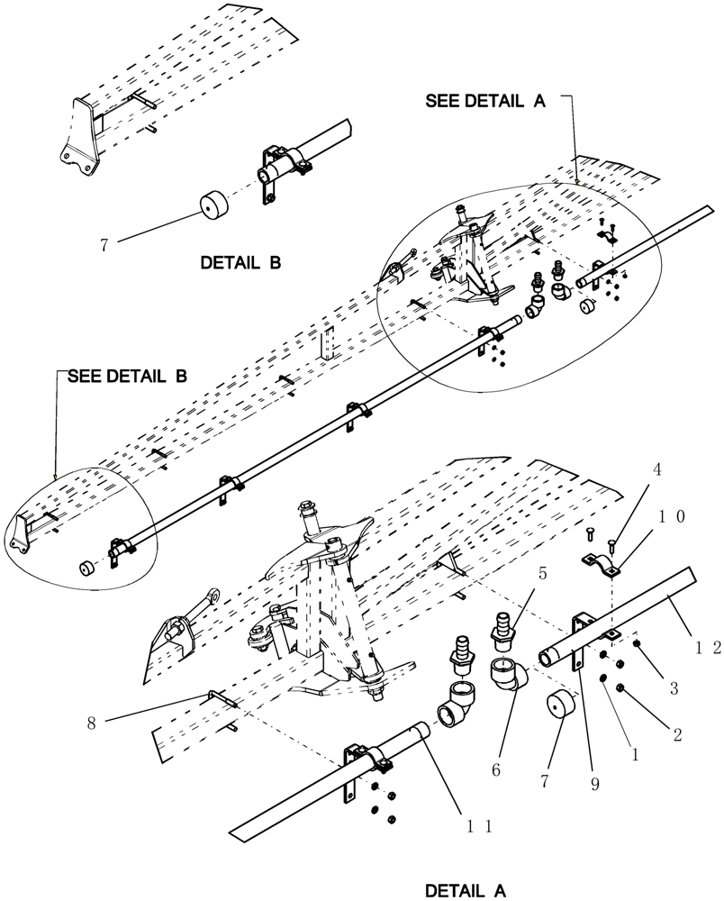 Схема запчастей Case IH 100 - (75.120.06) - PLUMBING - SUSPENDED BOOM - OUTER BOOM PLUMBING ASSEMBLY (75) - SOIL PREPARATION