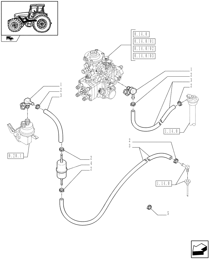 Схема запчастей Case IH FARMALL 85U - (1.14.6) - FUEL PIPES (02) - ENGINE EQUIPMENT