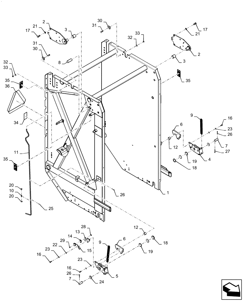 Схема запчастей Case IH RB465 - (39.100.AV[02]) - TAILGATE, YFN188618 AND PRIOR (39) - FRAMES AND BALLASTING