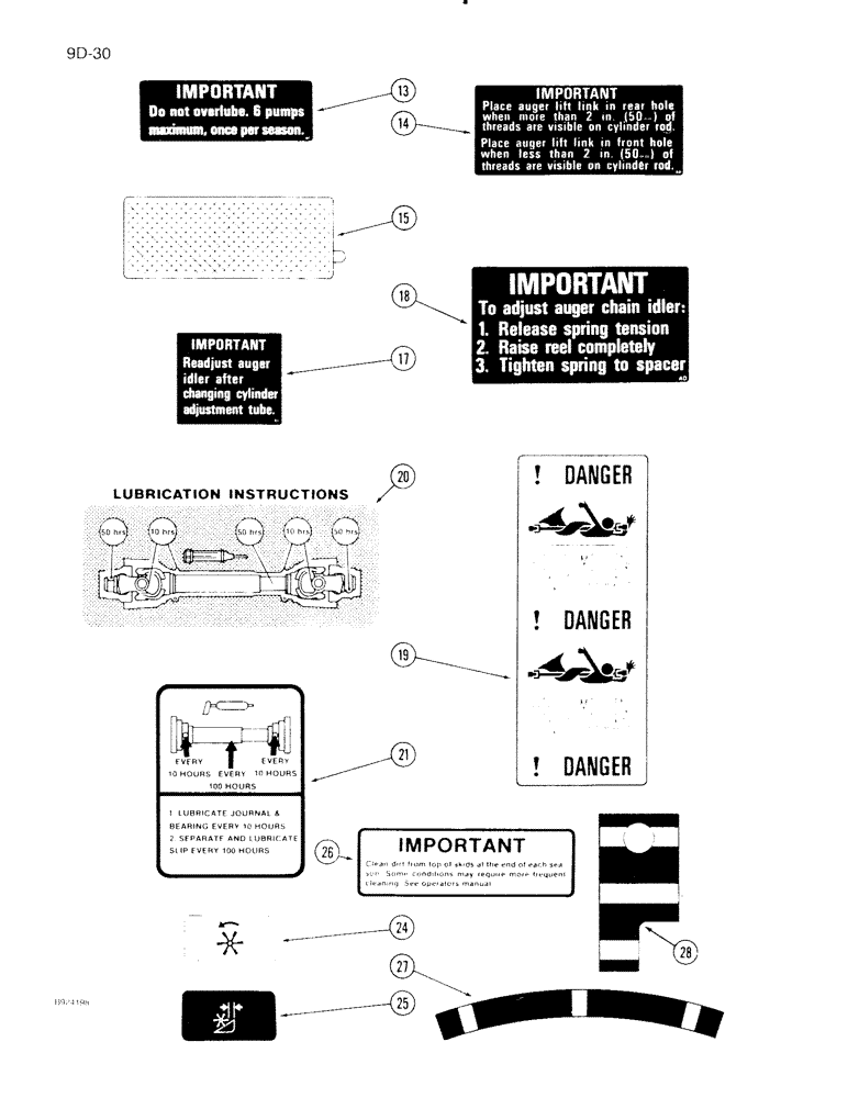 Схема запчастей Case IH 1020 - (9D-30) - DECALS, ENGLISH LANGUAGE (90) - PLATFORM, CAB, BODYWORK AND DECALS