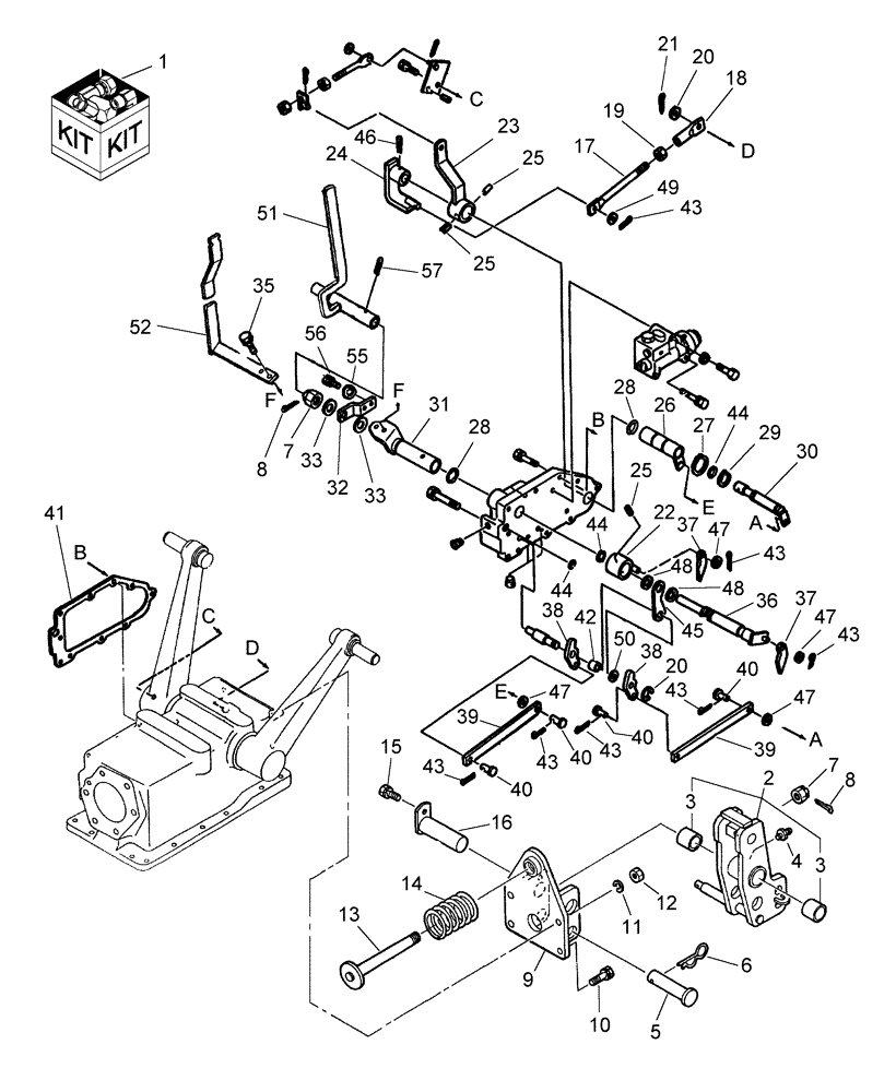 Схема запчастей Case IH D35 - (07.04) - HYDRAULIC DRAFT CONTROL KIT, GEAR (07) - HYDRAULIC SYSTEM