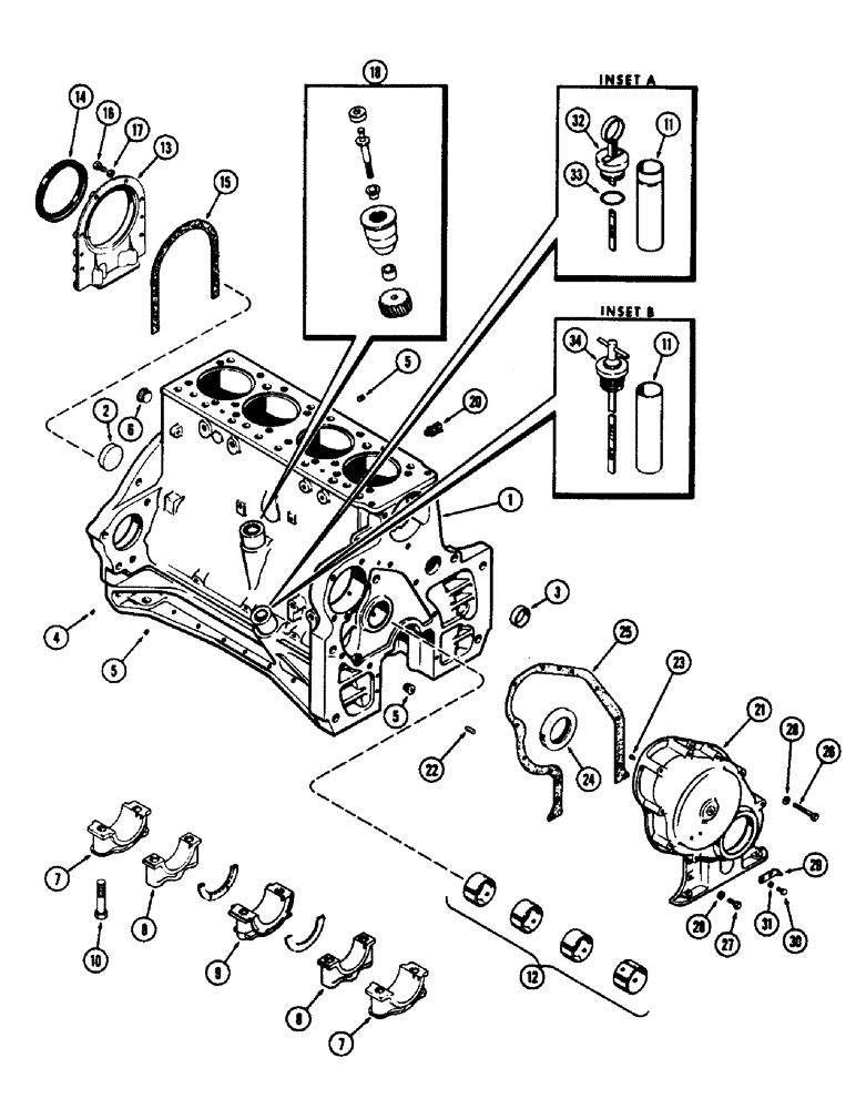 Схема запчастей Case IH 1060 - (382) - CYLINDER BLOCK ASSEMBLY, (301) DIESEL ENGINE (10) - ENGINE
