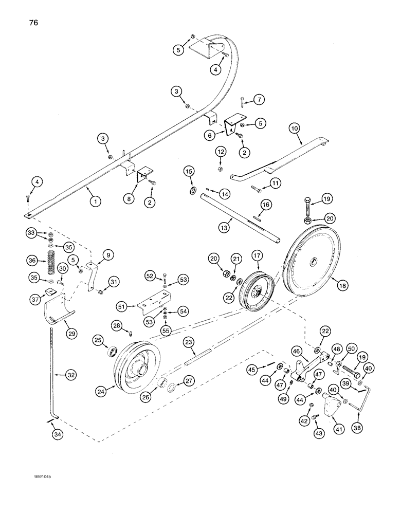 Схема запчастей Case IH 1640 - (76) - GRAIN TANK UNLOADER, BELT DRIVE (80) - CROP STORAGE/UNLOADING
