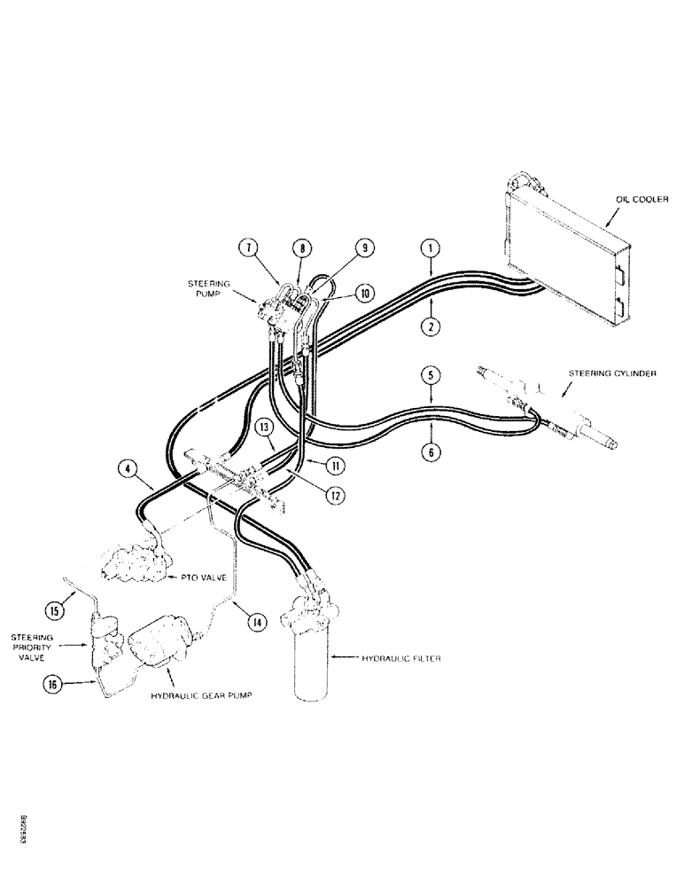 Схема запчастей Case IH 7140 - (1-032) - PICTORIAL INDEX, STEERING HYDRAULICS, TWO WHEEL DRIVE, P.I.N. JJA0027701 THROUGH JJA0039445 (00) - PICTORIAL INDEX
