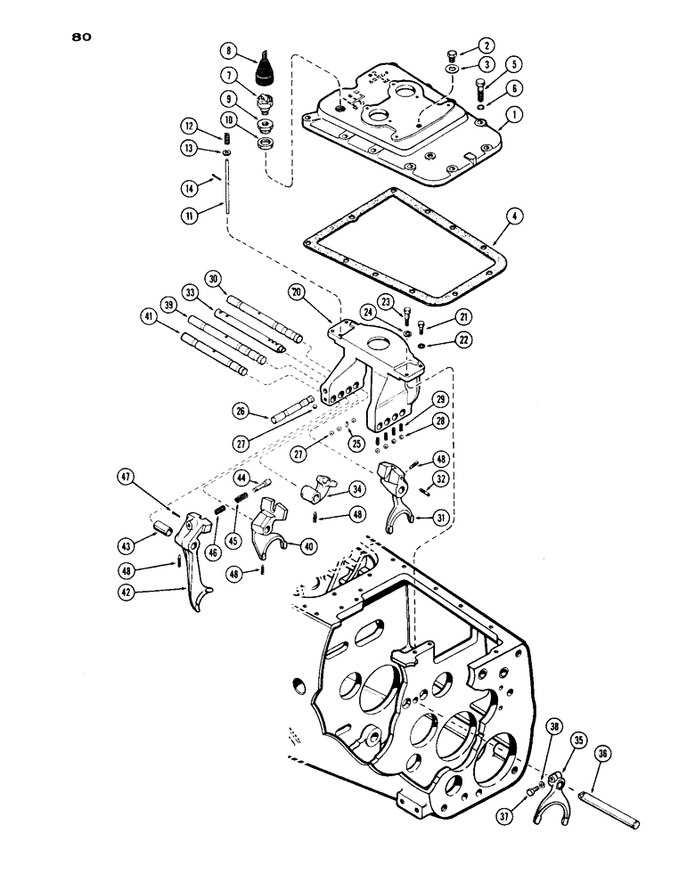 Схема запчастей Case IH 1030 - (080) - SHIFTER SHAFTS AND FORKS (06) - POWER TRAIN