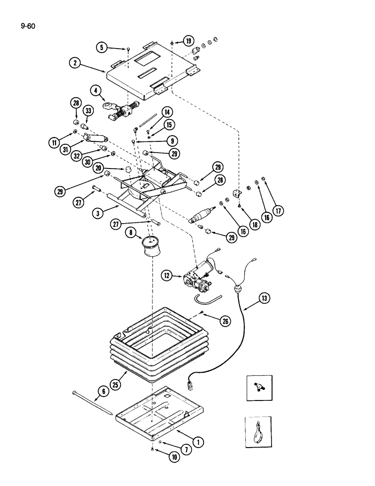 Схема запчастей Case IH 3594 - (9-060) - CLOTH SEAT, AIR SUSPENSION, SUSPENSION (09) - CHASSIS/ATTACHMENTS