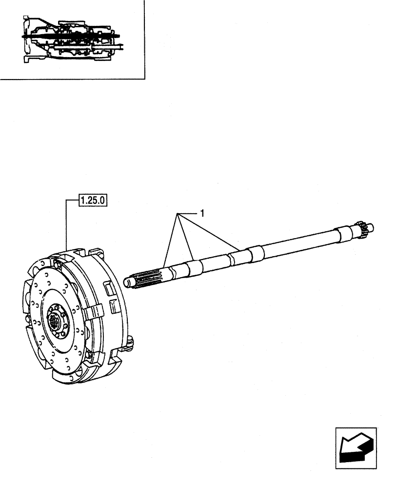 Схема запчастей Case IH JX65 - (1.25.3) - P.T.O. TRANSMISSION COUPLING (03) - TRANSMISSION
