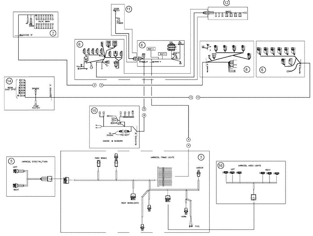Схема запчастей Case IH 3150 - (12-001[02]) - WIRE HARNESS PACKAGE SERIAL #20001 AND LATER (06) - ELECTRICAL