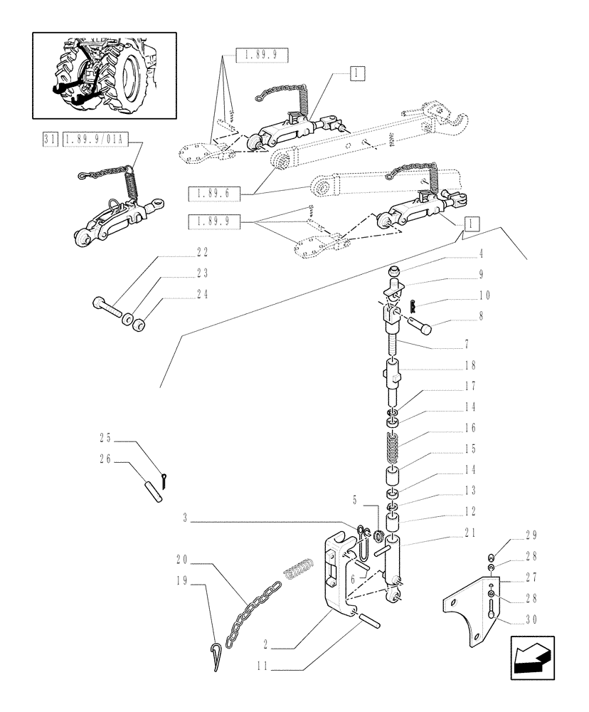 Схема запчастей Case IH PUMA 210 - (1.89.9/01) - (VAR.754-946) AUTOMATIC LINKAGE STABILIZER (09) - IMPLEMENT LIFT