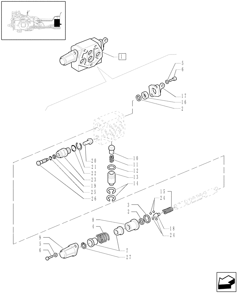 Схема запчастей Case IH JX1090U - (1.82.7/01D) - FRONT CONTROL VALVE ELEMENT WITH FLOAT - BREAKDOWN (07) - HYDRAULIC SYSTEM