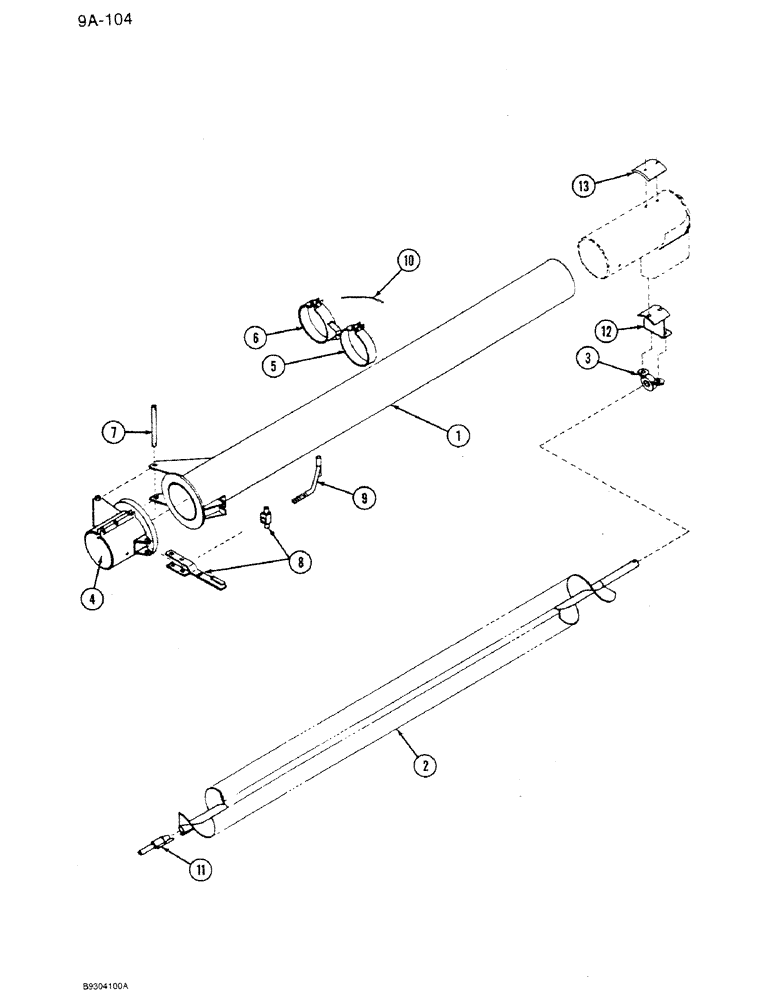 Схема запчастей Case IH 1250 - (9A-104) - DISCHARGE AUGER EXTENSION, FOLDING (09) - CHASSIS ATTACHMENTS