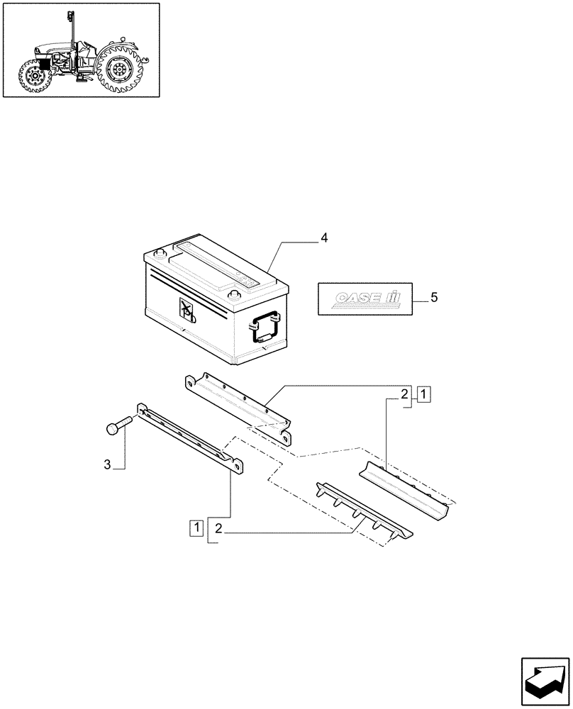 Схема запчастей Case IH JX1095C - (1.74.1) - BATTERY MOUNTING (06) - ELECTRICAL SYSTEMS