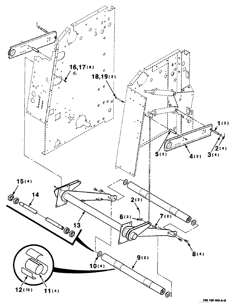 Схема запчастей Case IH 8435 - (6-10) - BALE TENSIONING ASSEMBLY, LOWER, SERIAL NUMBER CFH0124001 THROUGH CFH0124137 (12) - MAIN FRAME