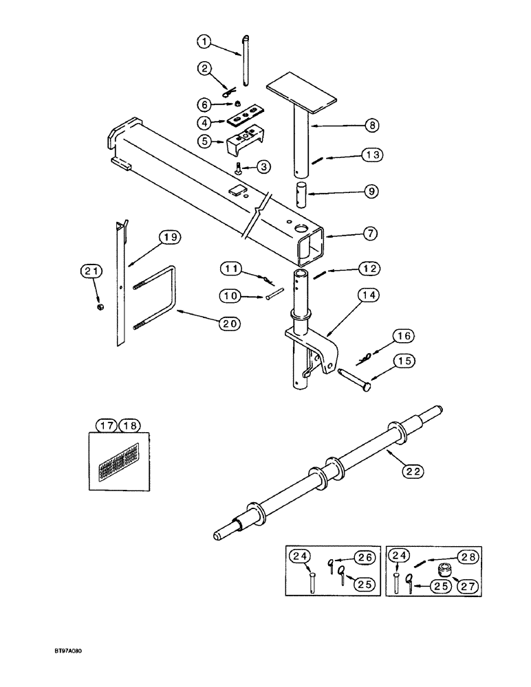 Схема запчастей Case IH 900 - (9-034) - ENDWISE TRANSPORT HITCH AND STAND, CYCLO AIR TRAILING, 12 ROW NARROW & 8 ROW PLATE TRAILING, 8 ROW (09) - CHASSIS/ATTACHMENTS