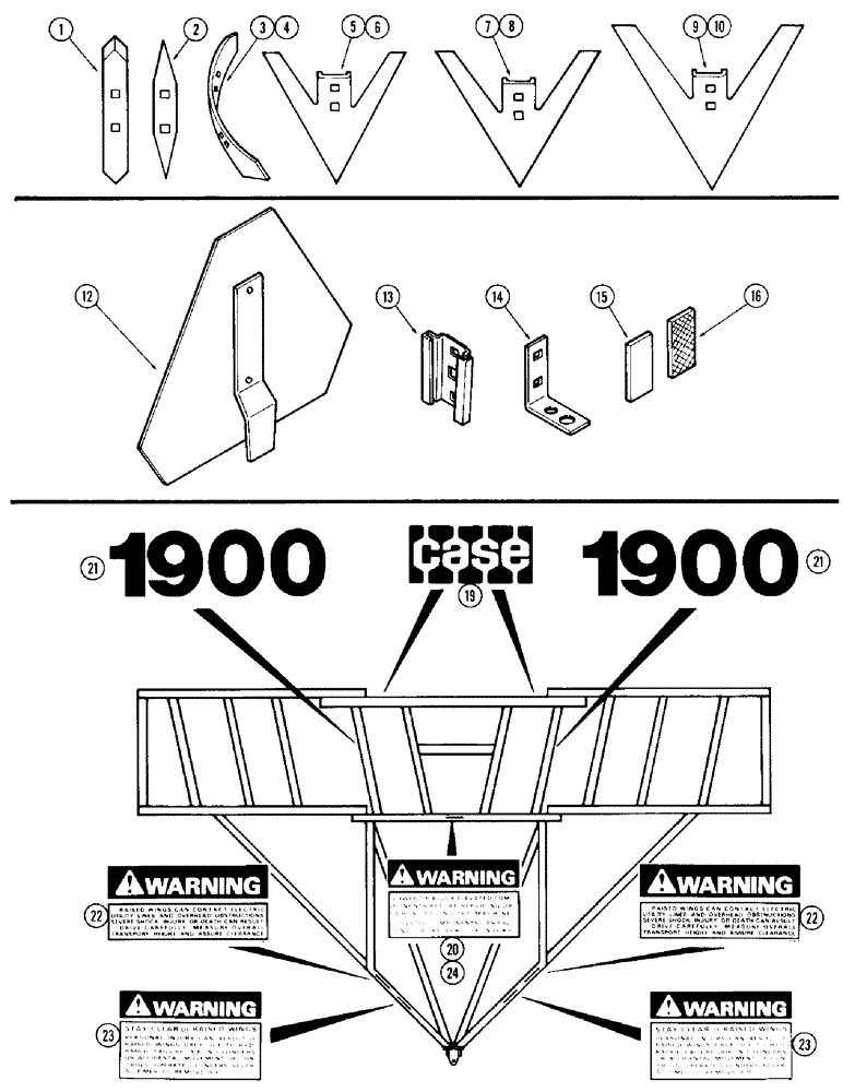 Схема запчастей Case IH 1900 - (44) - SWEEPS AND SHOVELS 
