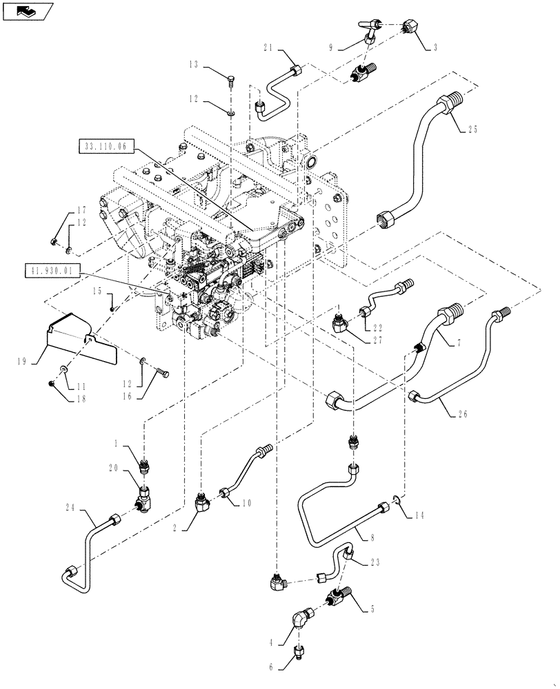 Схема запчастей Case IH STEIGER 500 - (33.110.03[01]) - PARK BRAKE- HYDRAULICS, WHEELED - HOMOLOGATION (33) - BRAKES & CONTROLS