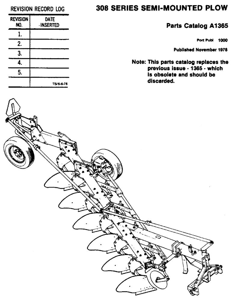 Схема запчастей Case IH 308 - (01) - 308 SERIES SEMI-MOUNTED PLOW 
