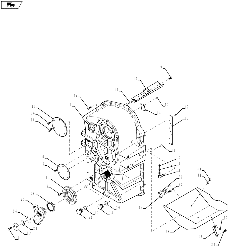 Схема запчастей Case IH STEIGER 400 - (21.113.01) - TRANSMISSION - POWER SHIFT - REAR HOUSING, YOKES, AND RETAINERS, PS4, 8C AND 8.5C (21) - TRANSMISSION