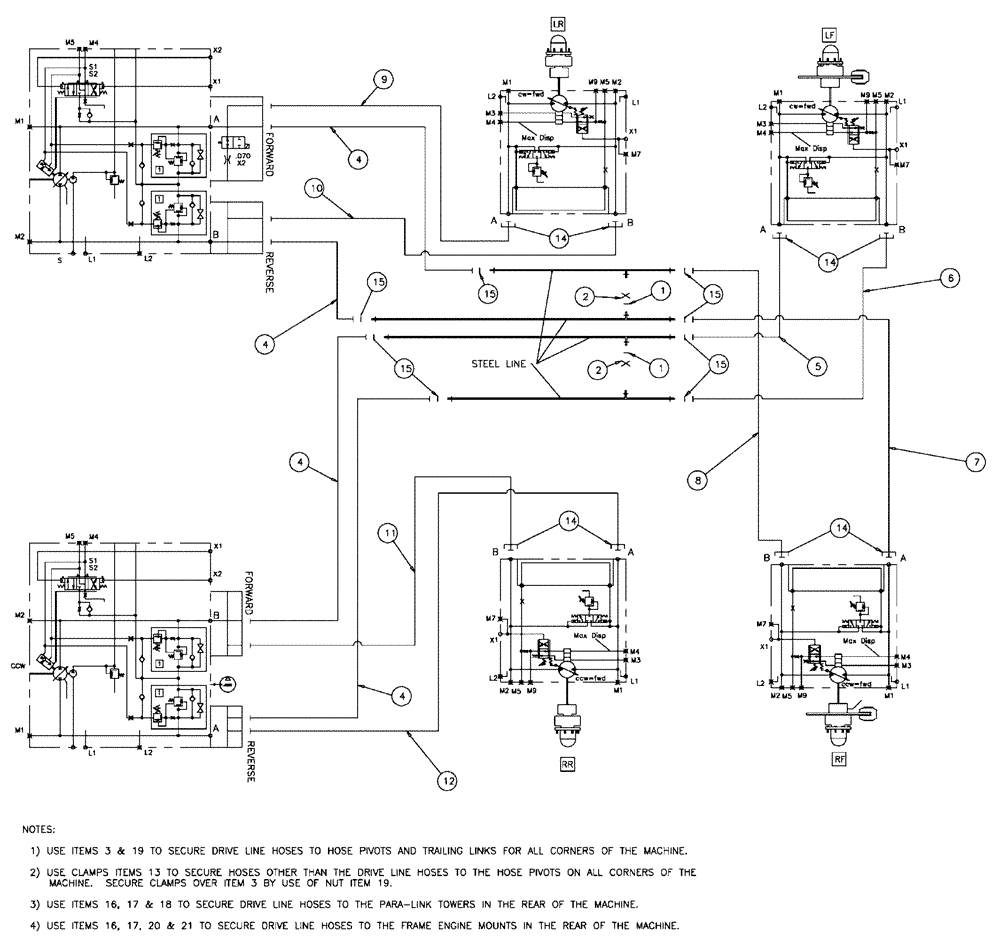 Схема запчастей Case IH SPX4410 - (06-013) - HYDRAULIC DRIVE LOOP GROUP Hydraulic Plumbing